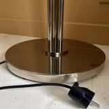 Lampadaire vintage moderniste « modèle 44 » Perzel métal chromé et verre sablé