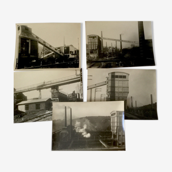 Lot of 5 photographies old 1950 longwy steelworks