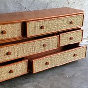 Commode vintage en rotin et bambou Maugrion pour Roche Bobois