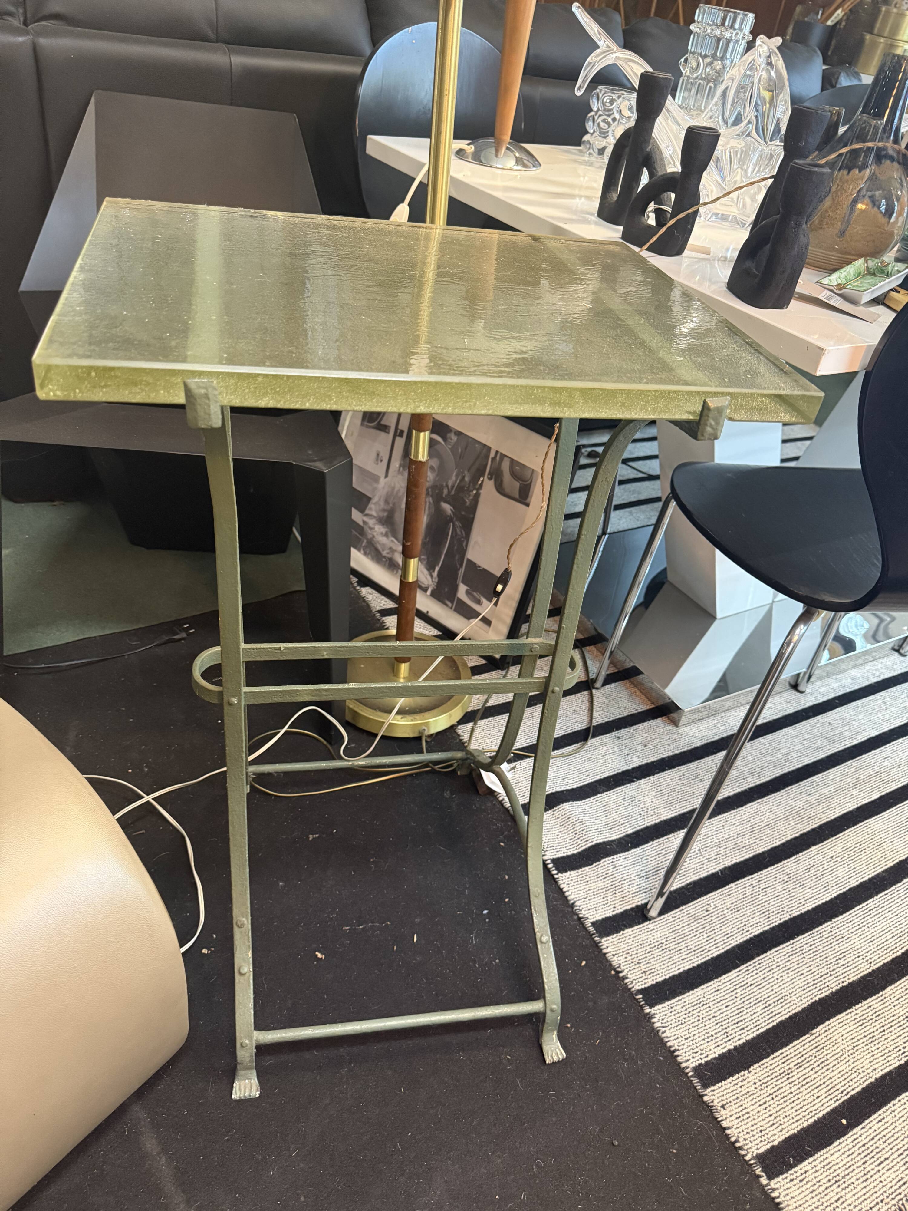 Metal table with glass top