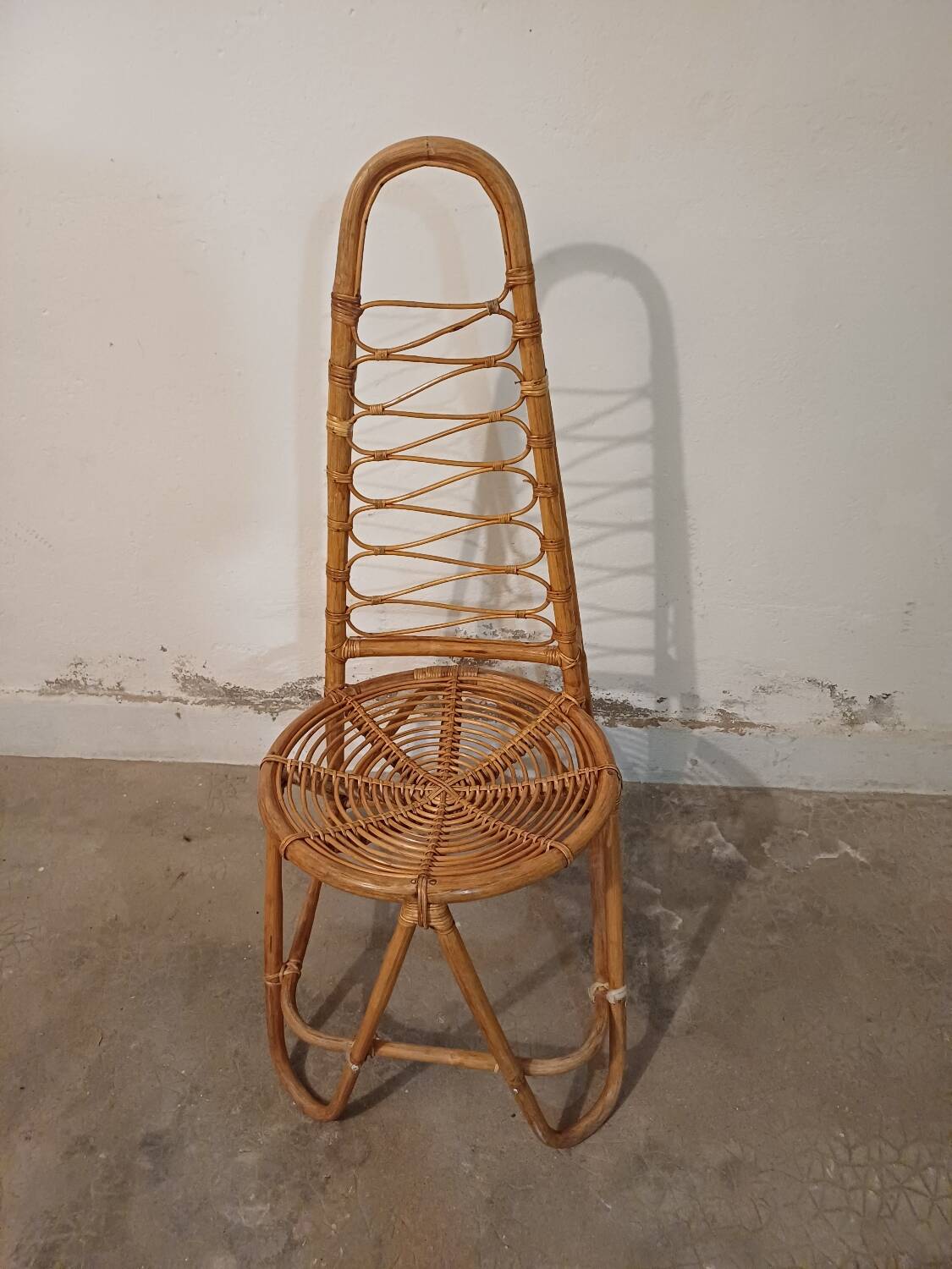 Rattan high chair, bamboo