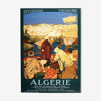Algeria, Wintering & Tourism Poster by Léon Cauvy PLM - Signed by the artist - On linen