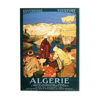 Algeria, Wintering & Tourism Poster by Léon Cauvy PLM - Signed by the artist - On linen