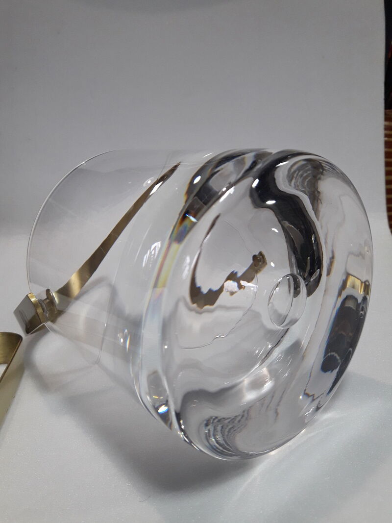 Ice bucket, ice cubes and its vintage pliers