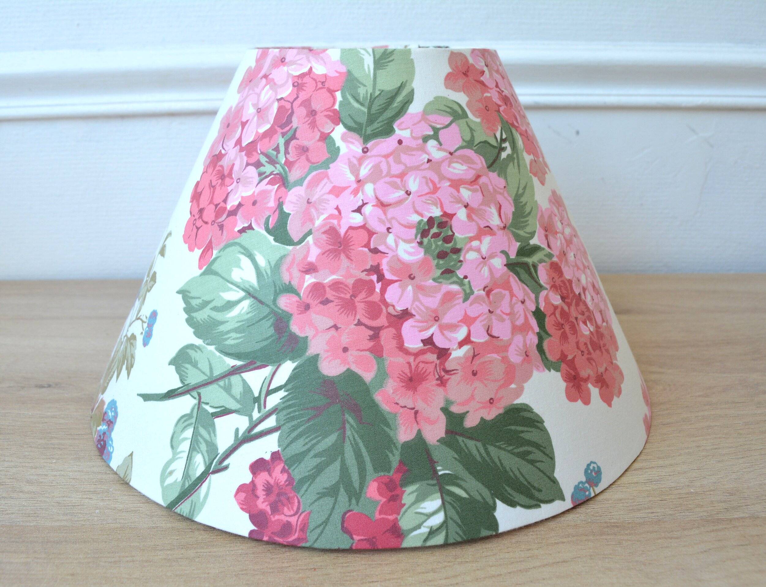 Vintage English hydrangea fabric lampshade