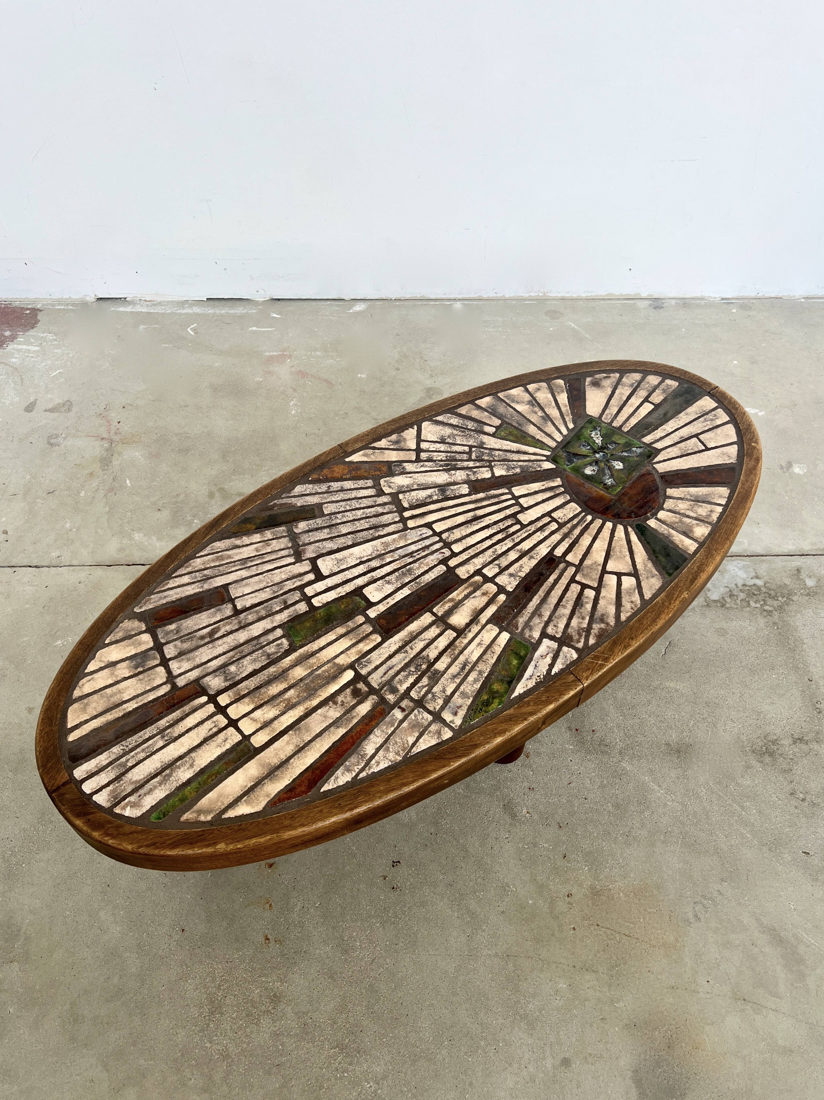 Vallauris oval ceramic coffee table