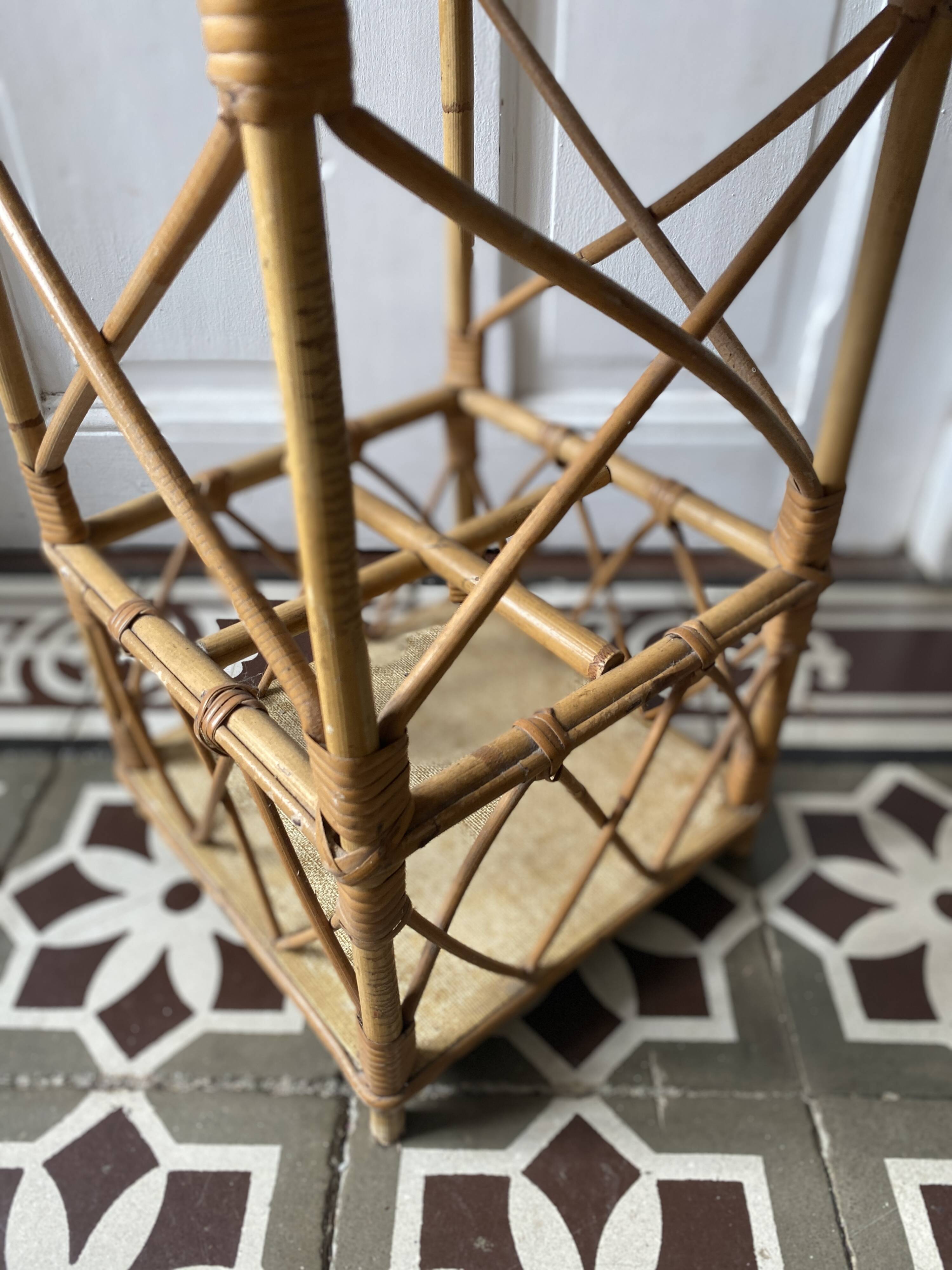 Vintage rattan bar or bottle holder
