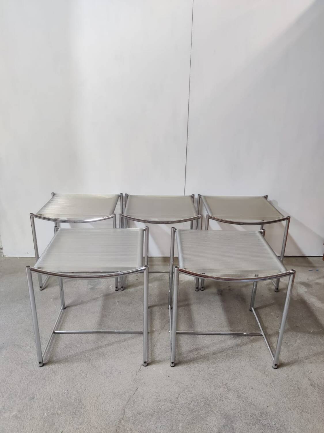 Series of 5 spaghetti stools by G. Belotti Alias