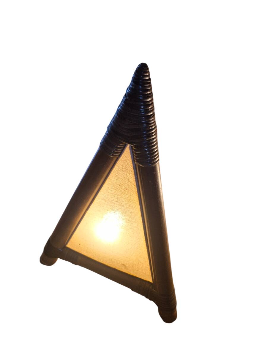 pairs of pyramid lamps in bamboo and fabric from 1960/1980