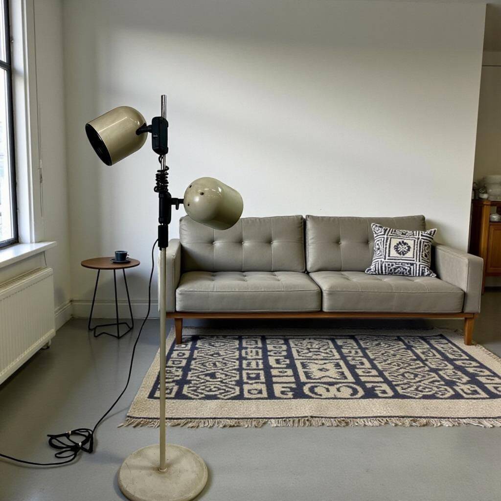 Vintage space-style floor lamp with 2 spots.