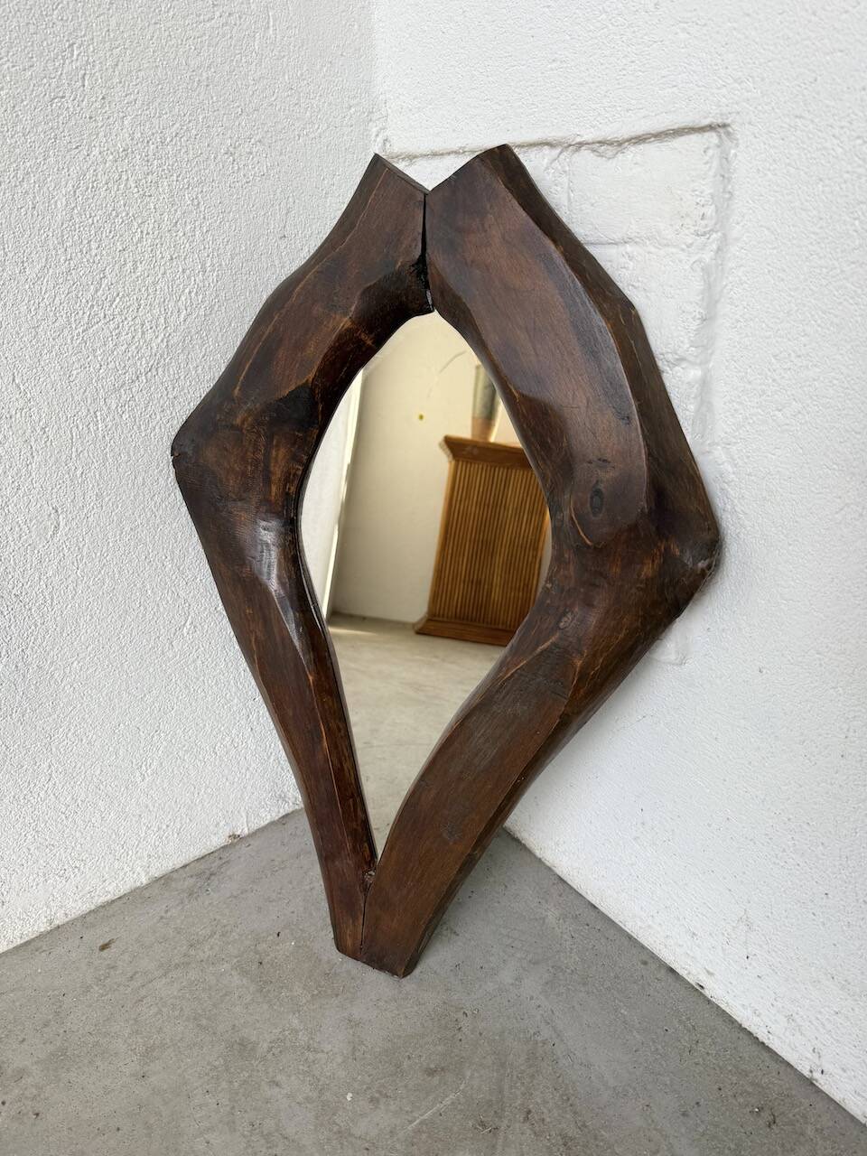 Brutalist wooden mirror 1900