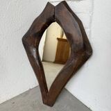 Brutalist wooden mirror 1900