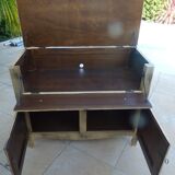Low cabinet with two doors, a large drawer and its top which lifts up in solid wood