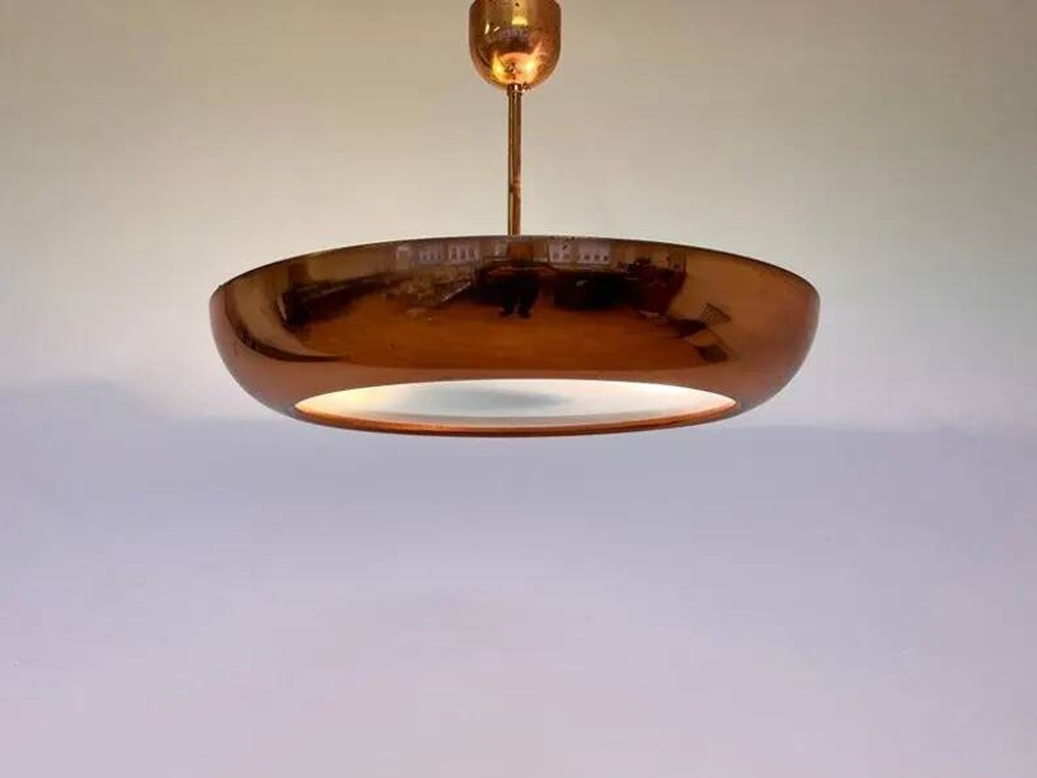 Pair of Bauhaus / Functionalist Copper Pendants UFO by Napako, 1940s
