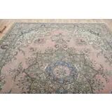 1970s Vintage Persian Handmade Wool Cotton Pink Oversized Rug 300x379