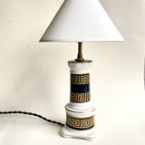 Earthenware lamp, new 2M fabric cable, cotton lampshade