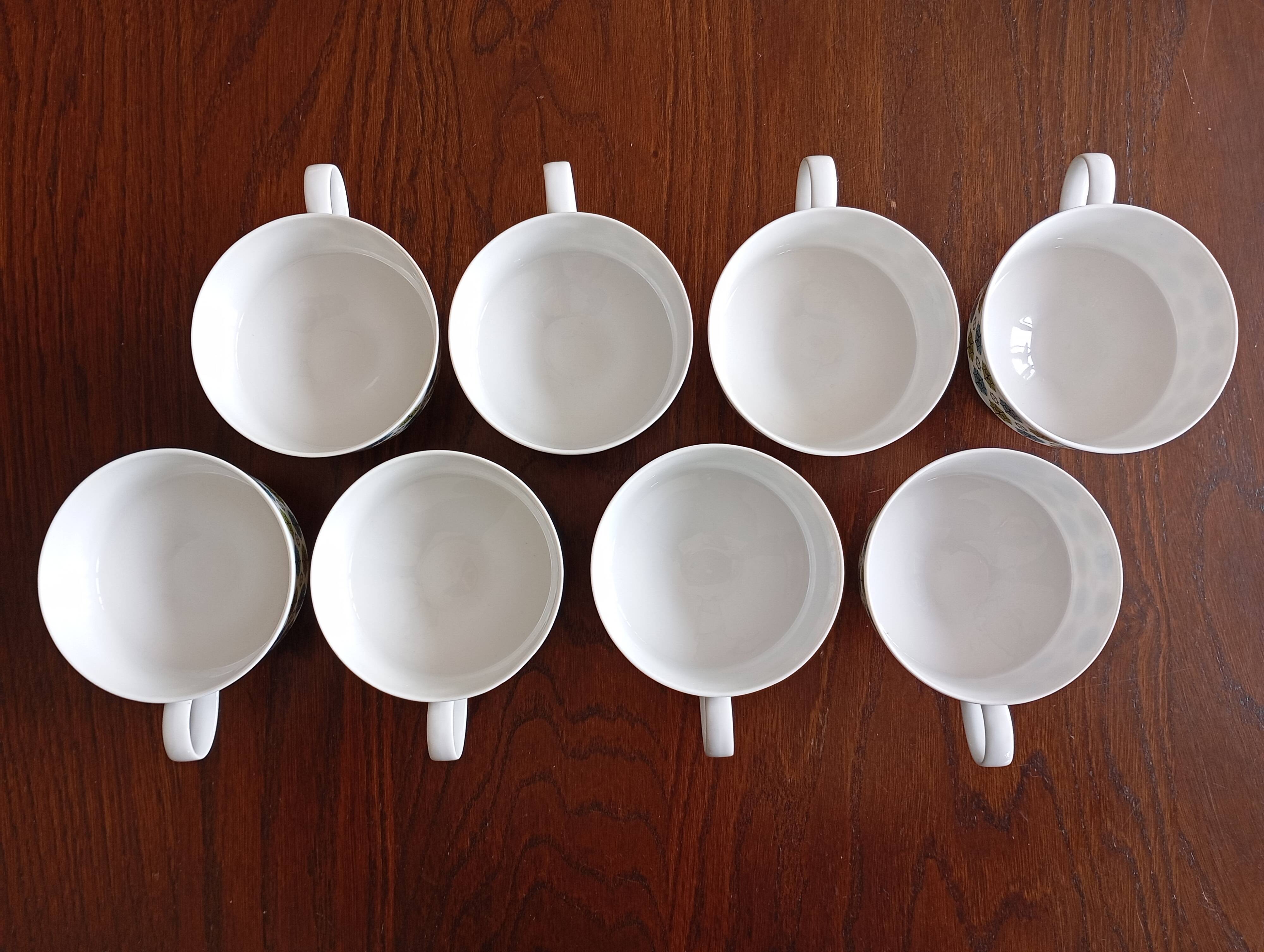 Service 8 cups "Rosette Taïga" Tapio Wirkkala & Ute Schröder for Rosenthal, ca 1970