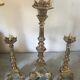 Lot de 3 bougeoirs tripodes en bronze doré