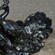Centerpiece Pair of Peacocks Ceramic Vallauris Iridescent Anthracite Grey