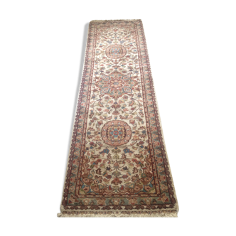 Persian wool and silk rug 77x250cm