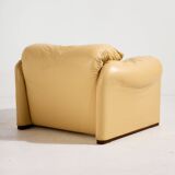 Maralunga leather set by Vico Magistretti for Cassina, Set of 3