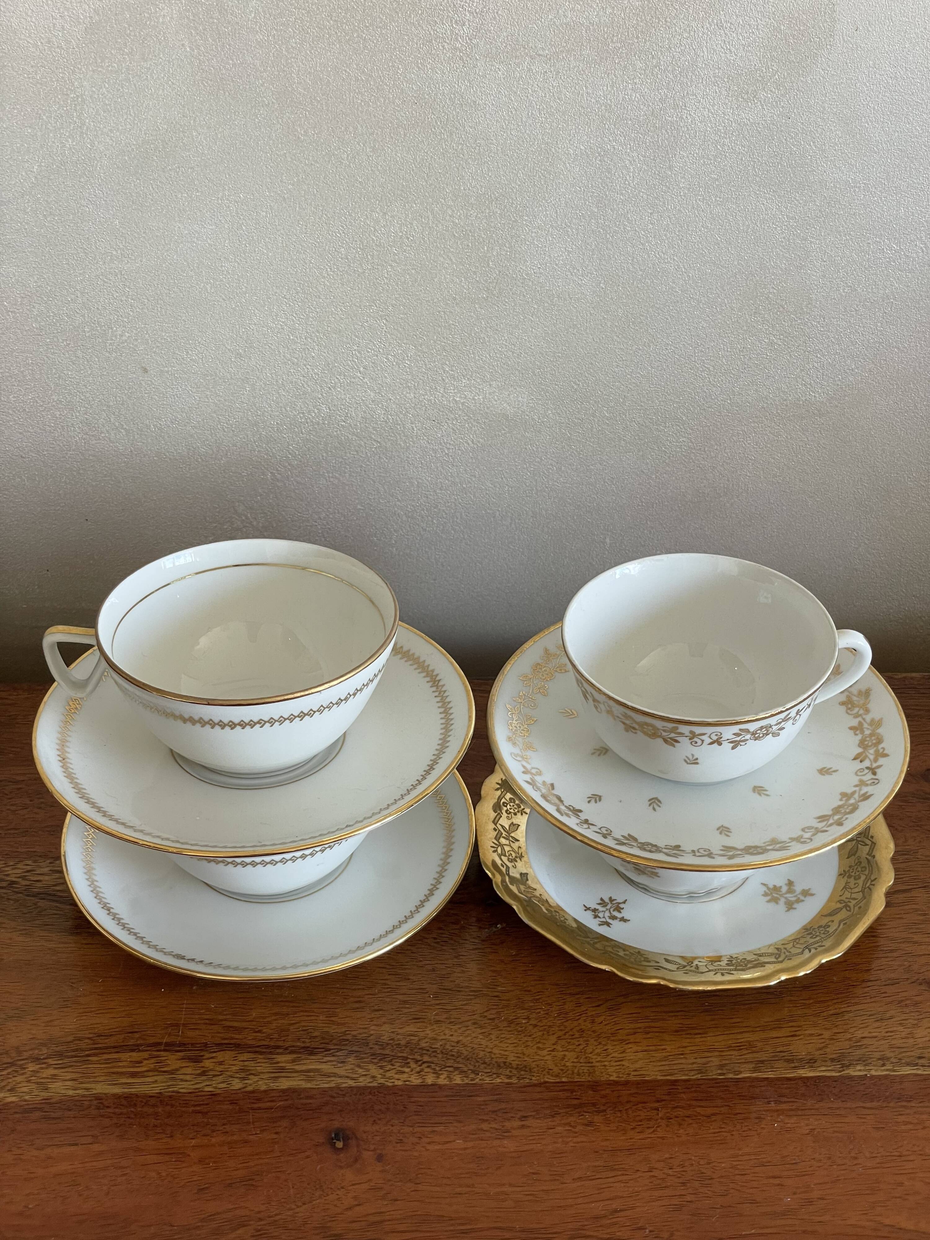4 cups and under golden cups Limoges porcelain