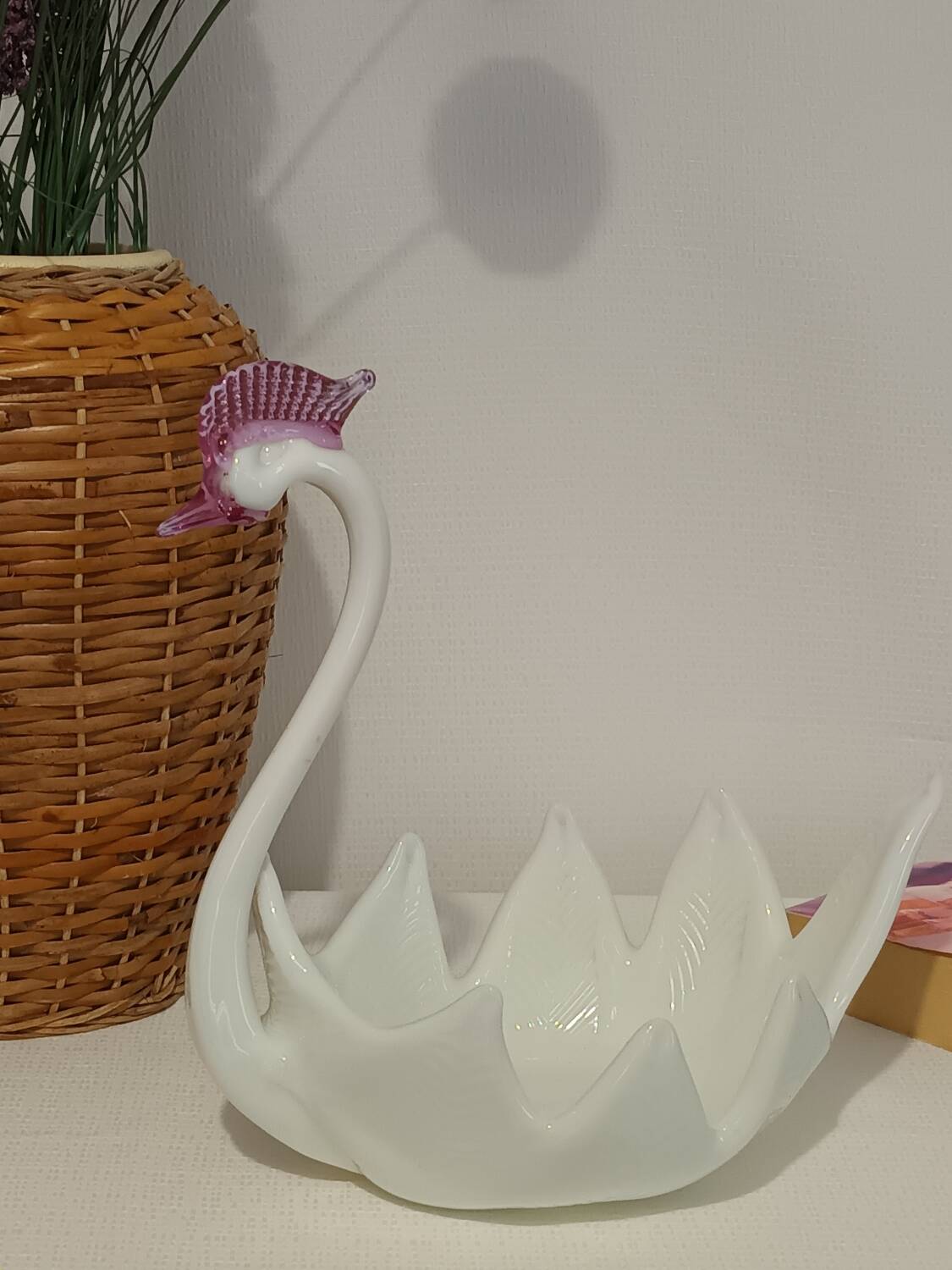 Vintage glass swan catchall from Italy