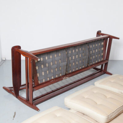 Brazilian modernist sofa cream leather Jean Gillon