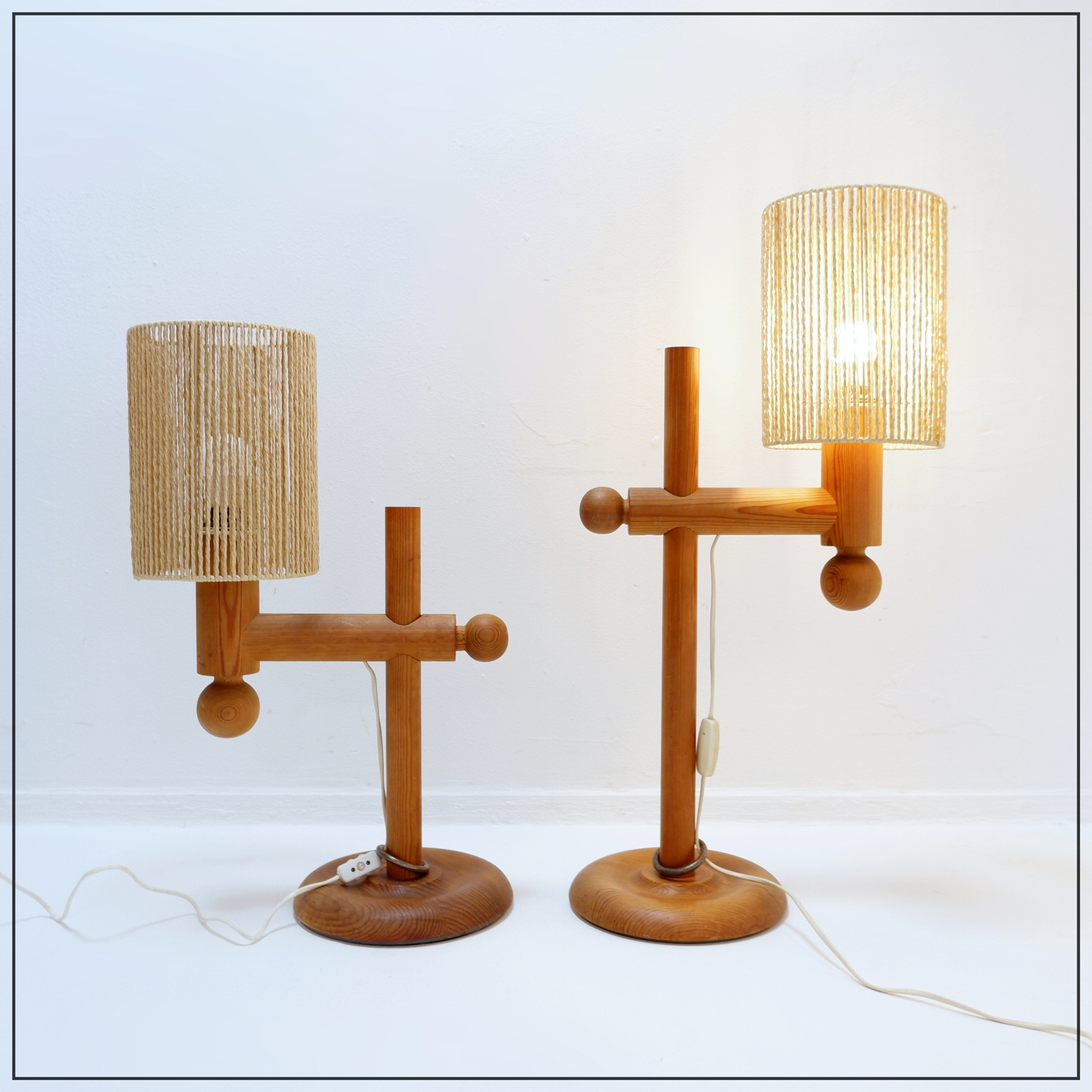 Pair of large table lamps by Uno & Östen Kristiansson for Luxus, 1960/70