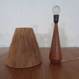 Mid-Century Danish Teak and Sisal Table Lamp, 1950s