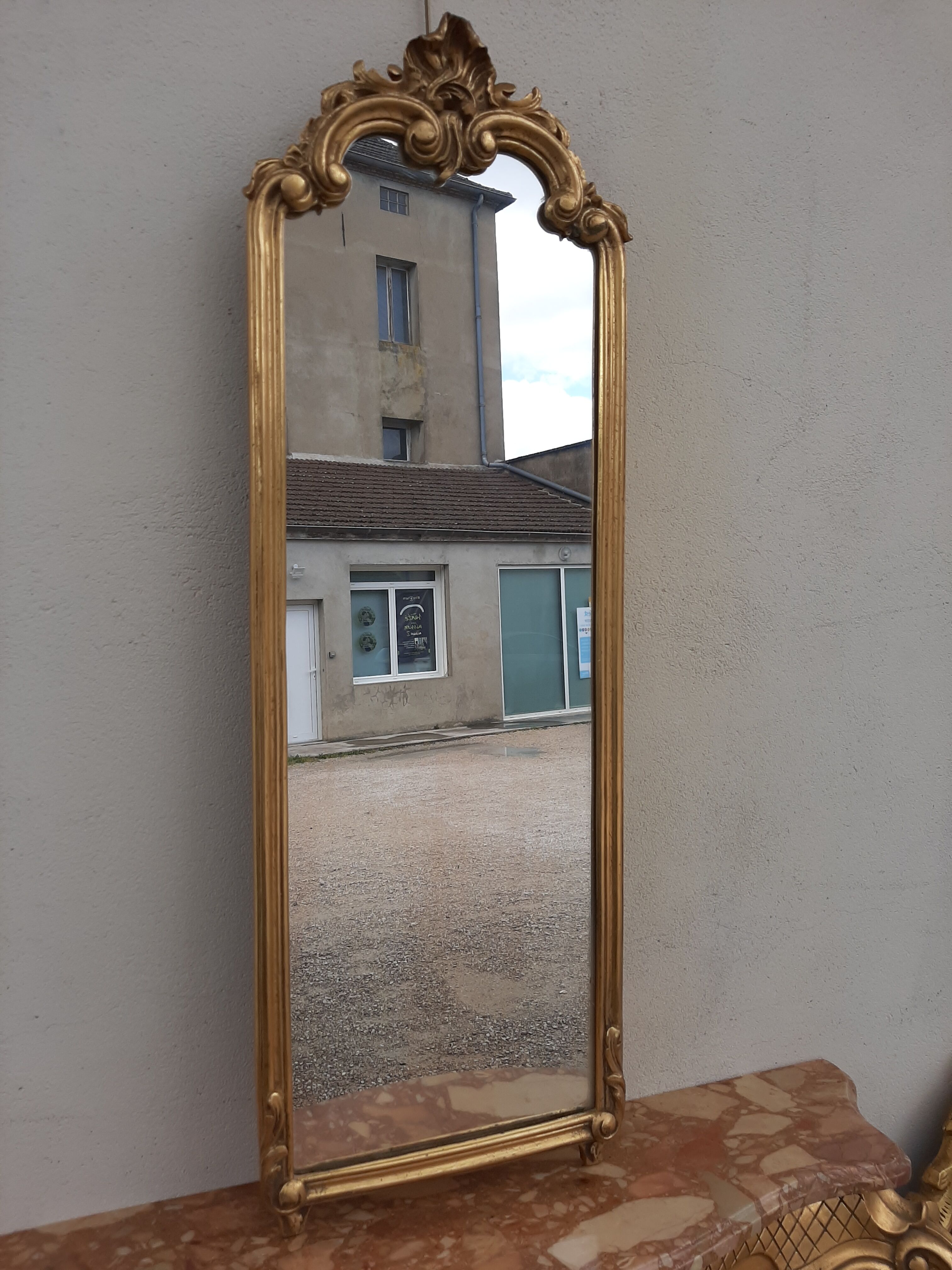Miroir style Louis XV doré - 100x33