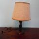 Wooden Desk Lamp with Geometric Design and Fabric Shade, France
