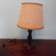 Wooden Desk Lamp with Geometric Design and Fabric Shade, France