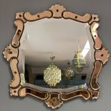 Venetian Quadratic Mirror with Rosé Rauchglass Frame