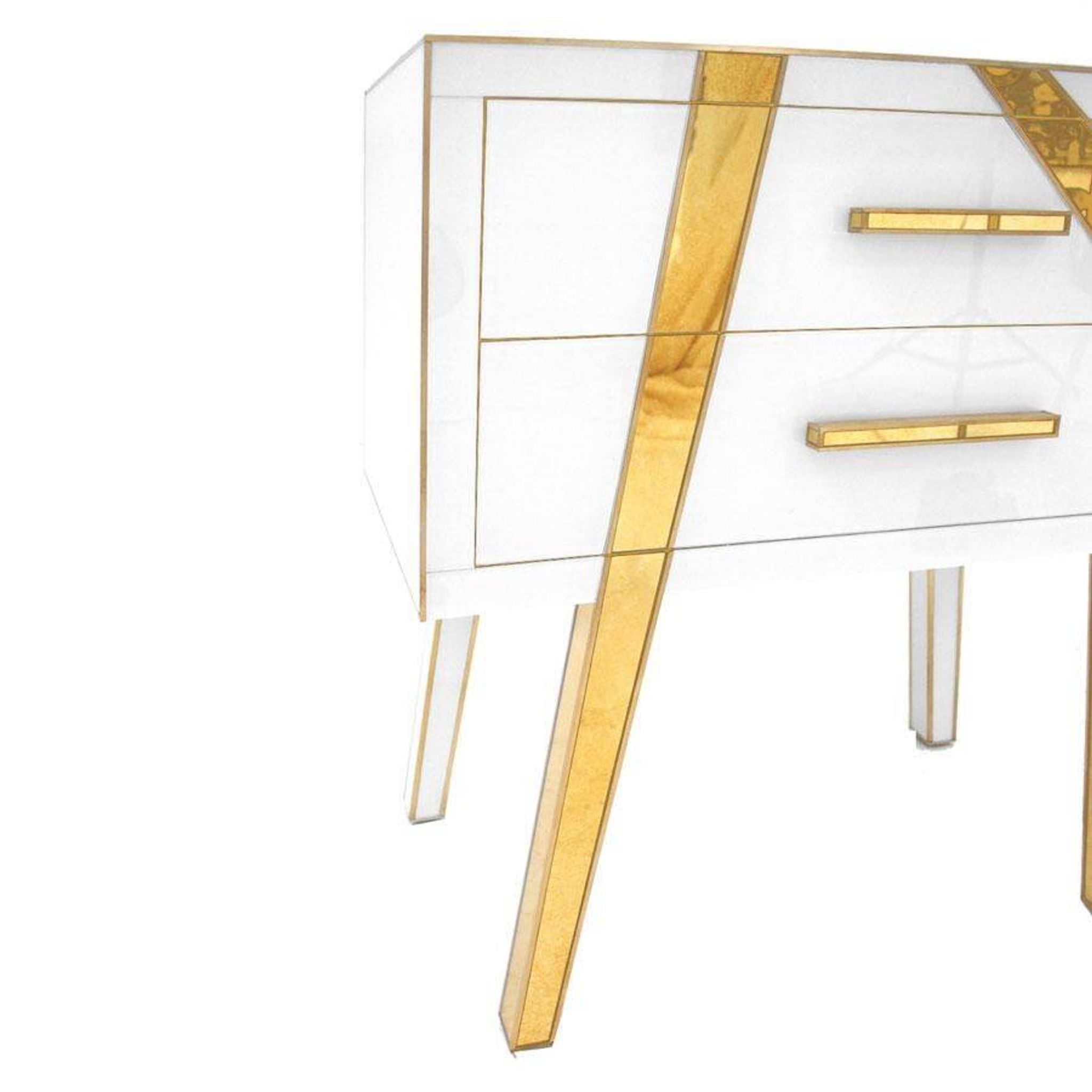 Pair of Contemporary Solid Wood and Glass Italian Bedside Tables by L.a. Studio