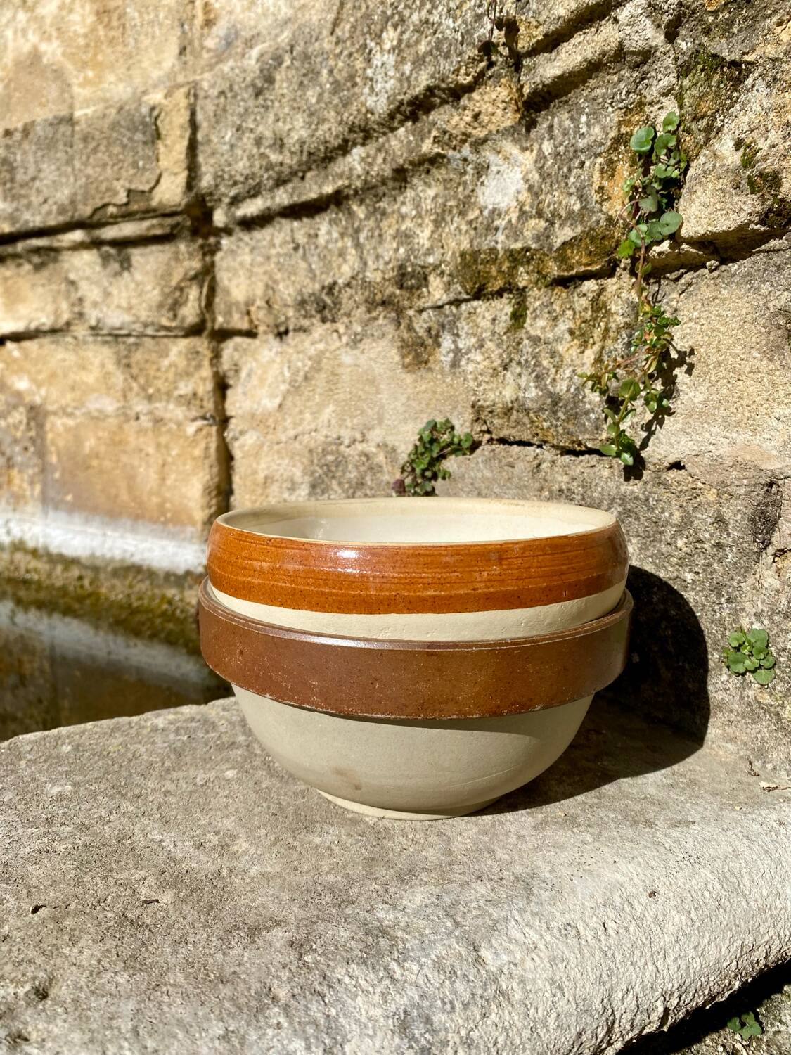 Antique stoneware salad bowls