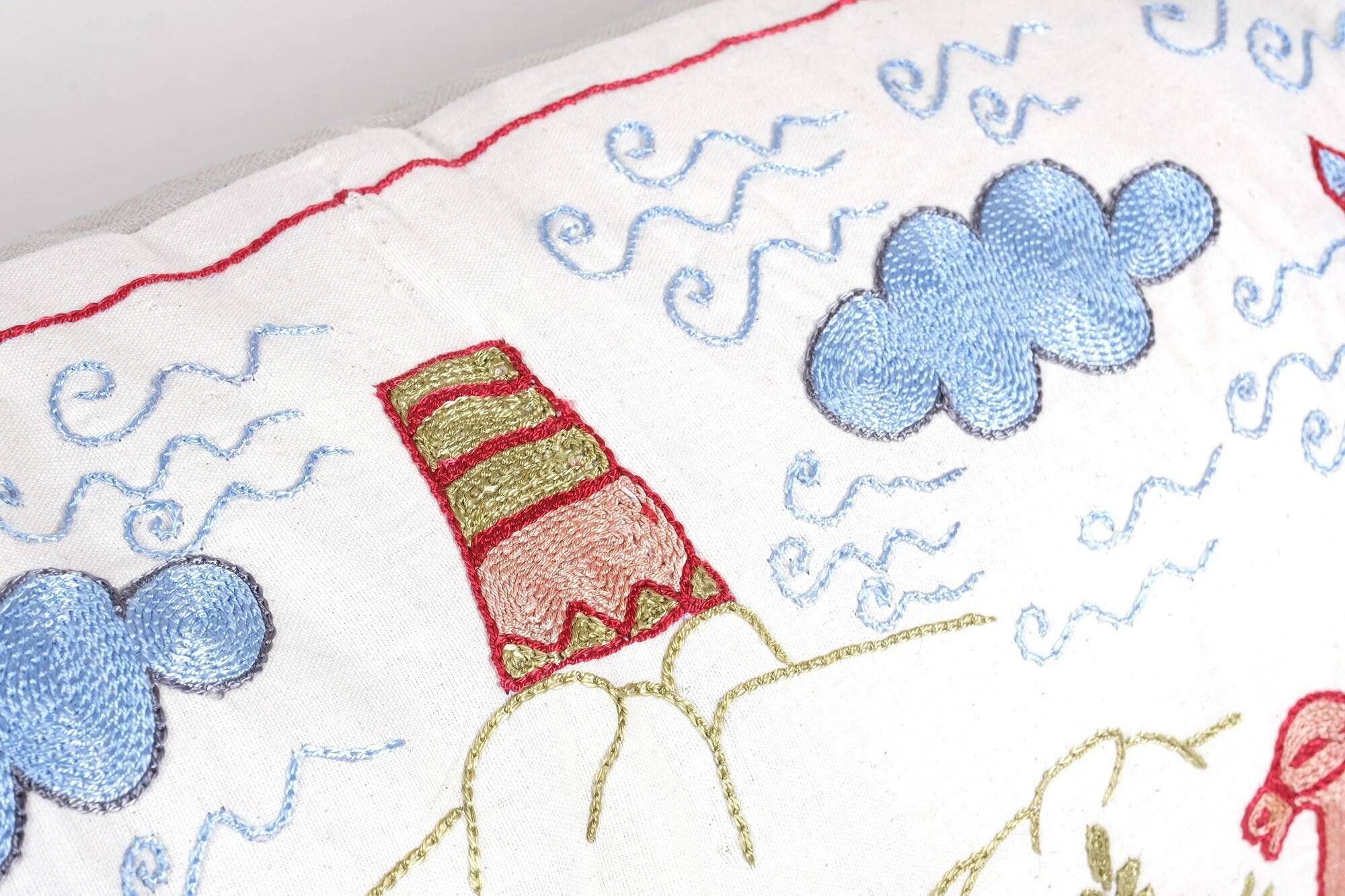 Vintage embroidered cushion cover 46x178 cm