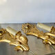 Pair of vintage gilded wood electric wall sconces