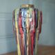 Vase signed Louis Gueule – Elgé Vierzon, multicoloured polychrome earthenware vase in geometric shape, collection.