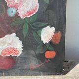 Bouquet de fleurs huile sur toile signé