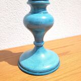 Turquoise blue metal baluster candle holder