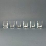 Italian vintage crystal decanter with 6 crystal glasses signed Luigi Bormioli 1970s