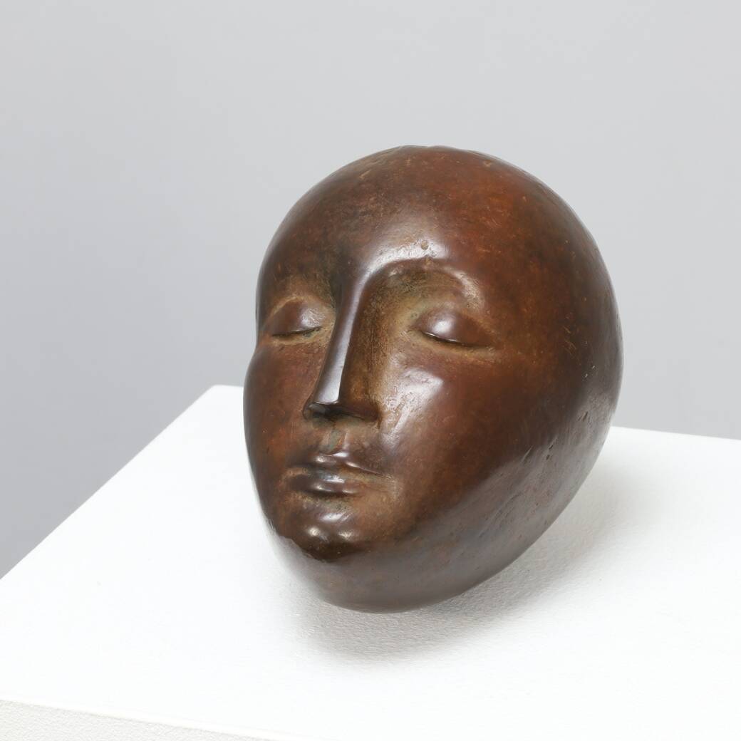 Bronze Sculpture – Abstracted Head, 20th Century