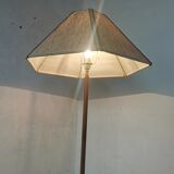 Scandinavian floor lamp 1960, wood and brass