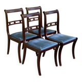 4 Louis Philippe walnut and blue velvet chairs