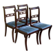 4 Louis Philippe walnut and blue velvet chairs