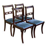 4 chaises louis philippe noyer et velours bleu