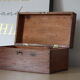 Carved wooden box with lock