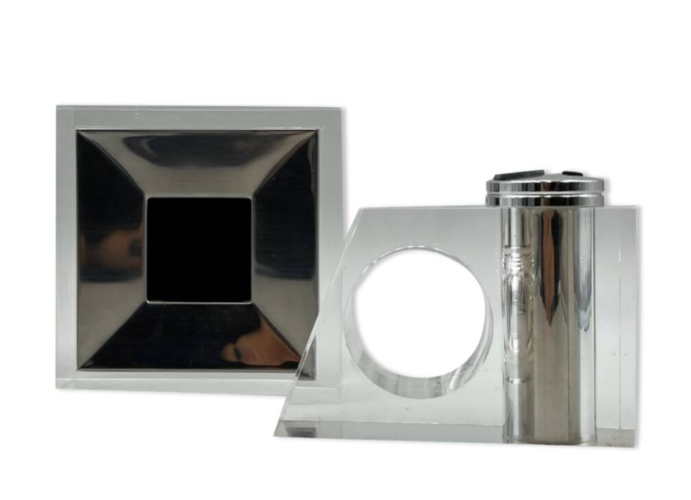 Vintage Guzzini ashtray and lighter – Design by Fabio Manlio Ciocca – 70s