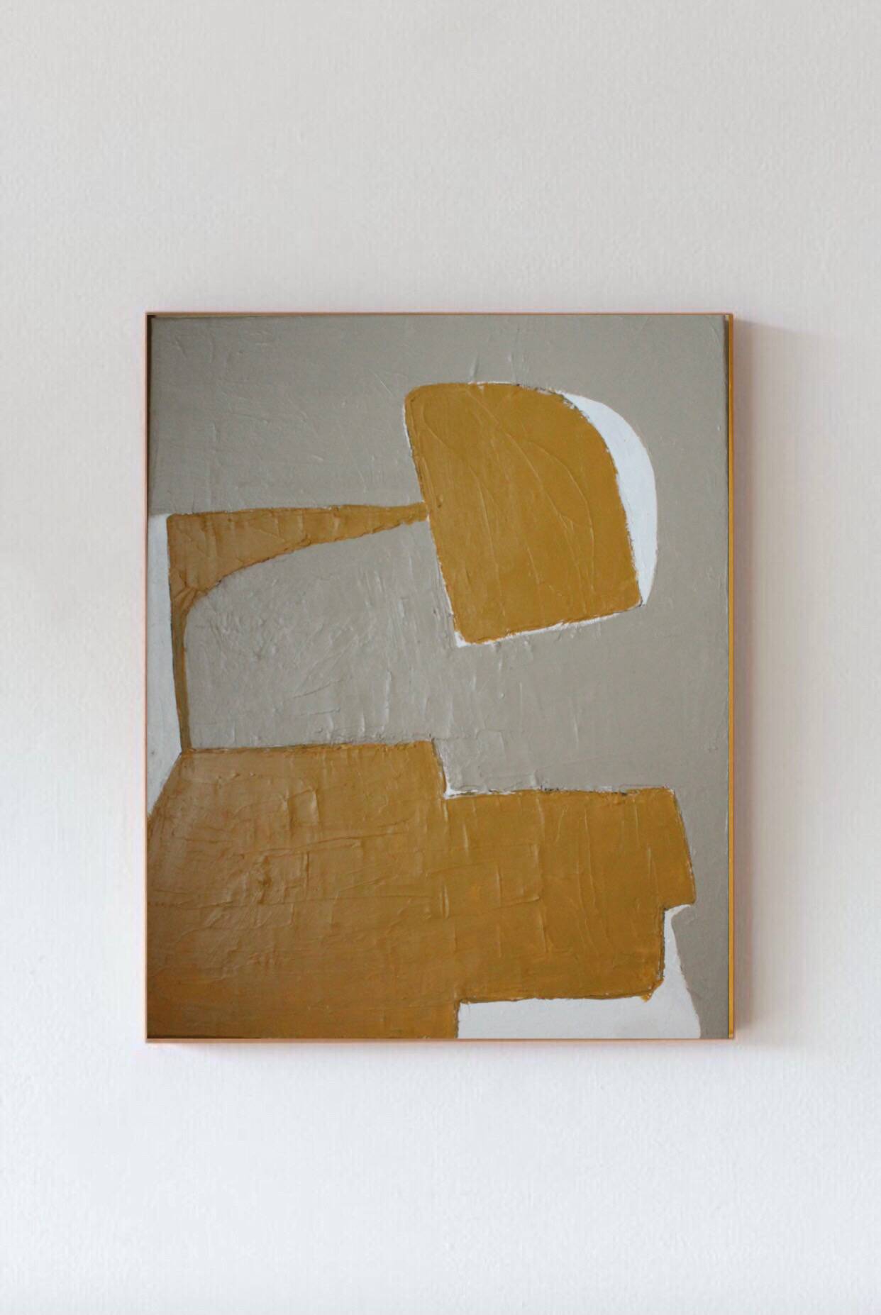 Ocher-taupe relief acrylic paint